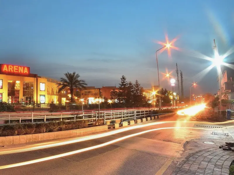 Arena cinema building in Islamabad at dusk