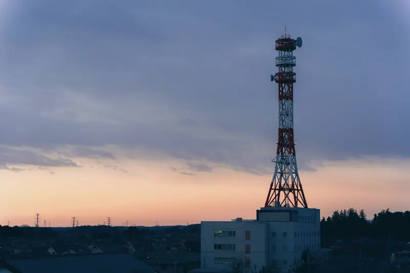 Communication tower at dusk
